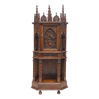 1800's French, Gothic Revival, Highly Carved, Oak Credence Cupboard / Cabinet! For Sale
