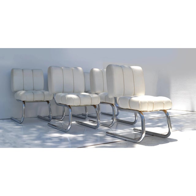 Mid-Century Modern 6 Brody Seating Company Usa Mid-Century Modern Chrome Cantilever Dining Chairs For Sale - Image 3 of 13