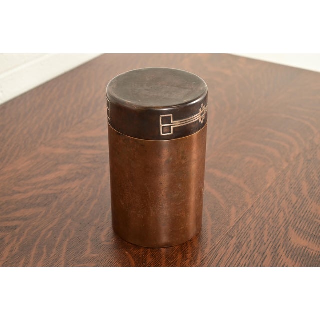 Heintz Art Metal Shop Heintz Arts & Crafts Sterling Silver on Bronze Humidor For Sale - Image 4 of 12
