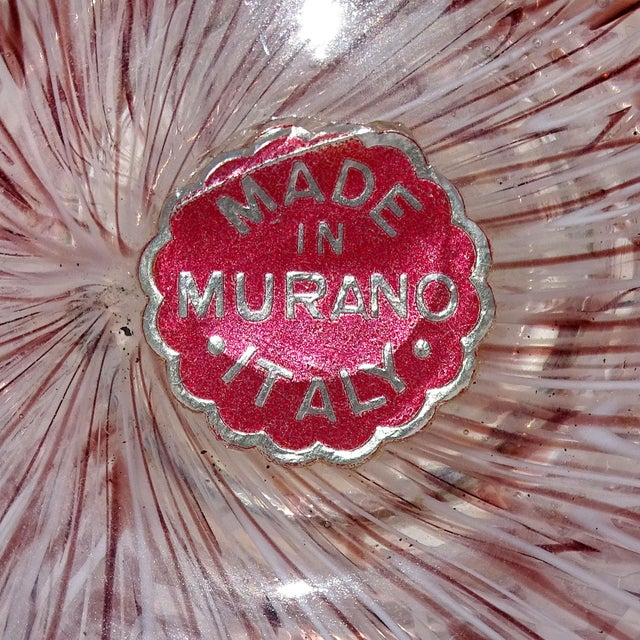 Purple Murano Archimede Seguso 1952 Vintage Purple White Merletto Ribbons Italian Art Glass Candlestick For Sale - Image 8 of 8