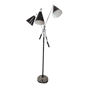 1950s Triennale Floor Lamp With Black Marble Base, Attributed to Arredoluce