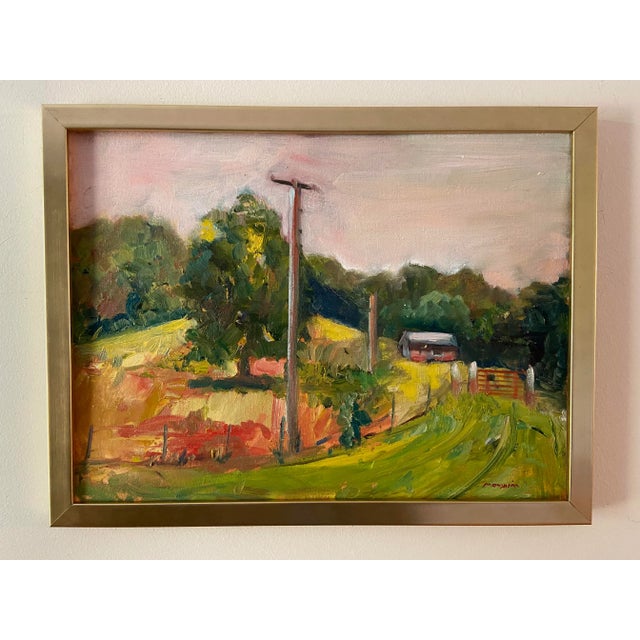 2020s "Hot Day!" Original Plein Air Rural Missouri Landscape Painting By Marina Movshina For Sale - Image 5 of 5
