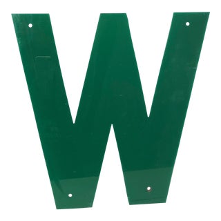 Salvaged 1970s Emerald Green Marquee Letter "W" For Sale