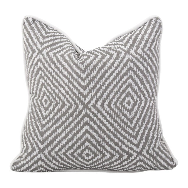 20 x 20 Outdoor Pillow Helm Pewter- Down Alternative Insert For Sale