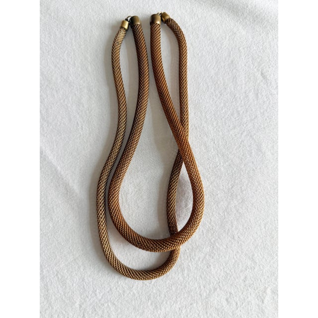 Vintage 1980s Italian Style Bronze Tone Woven Mesh Rope Collar Necklace For Sale - Image 15 of 15