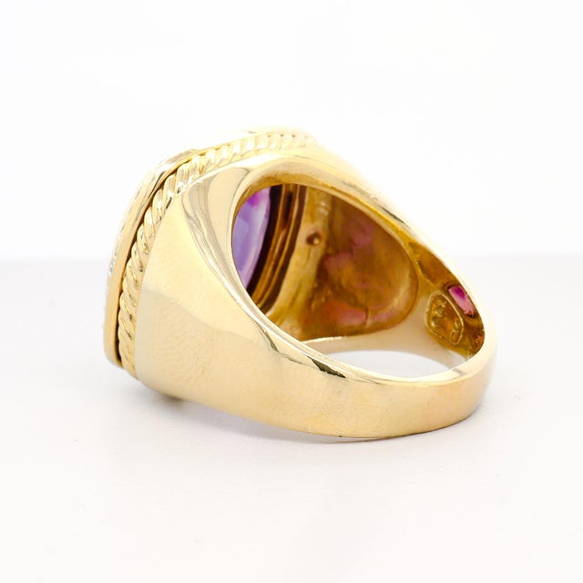 Vintage David Yurman 18k Yellow Gold, Amethyst, & Diamond Albion Cocktail Ring For Sale - Image 11 of 14