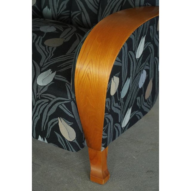 Wood Danish Art Deco 3-Seater Sofa in Elm with Floral Upholstery, 1940s For Sale - Image 7 of 18