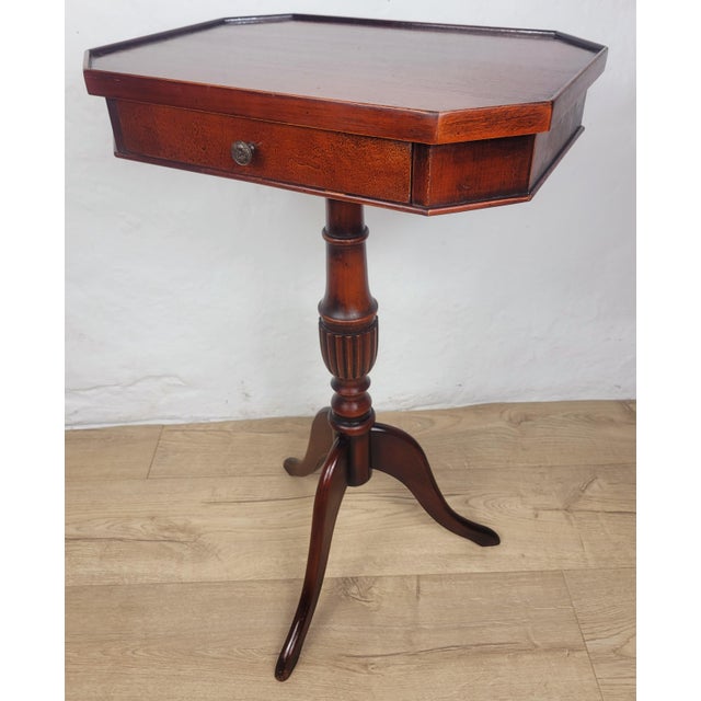 Mid-Century Modern Mid-Century Octagonal Tripod Side Table with Drawer, 1950 For Sale - Image 3 of 17