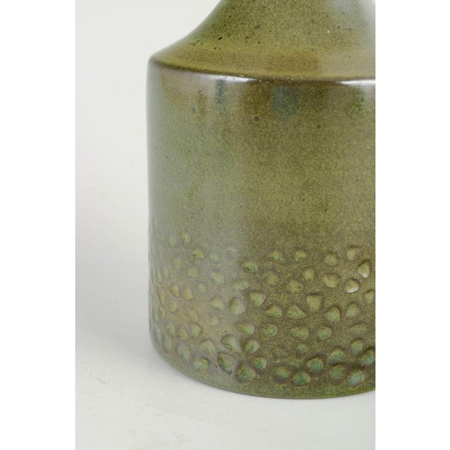 Green Glazed Ceramic Vase with Relief Decoration by Hyonsun Rhee for Upsala Ekeby, 1960s For Sale - Image 3 of 5