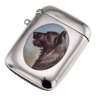 Antique 20th Century Edwardian Silver Vesta Case with Enamel Detailing, 1903 For Sale