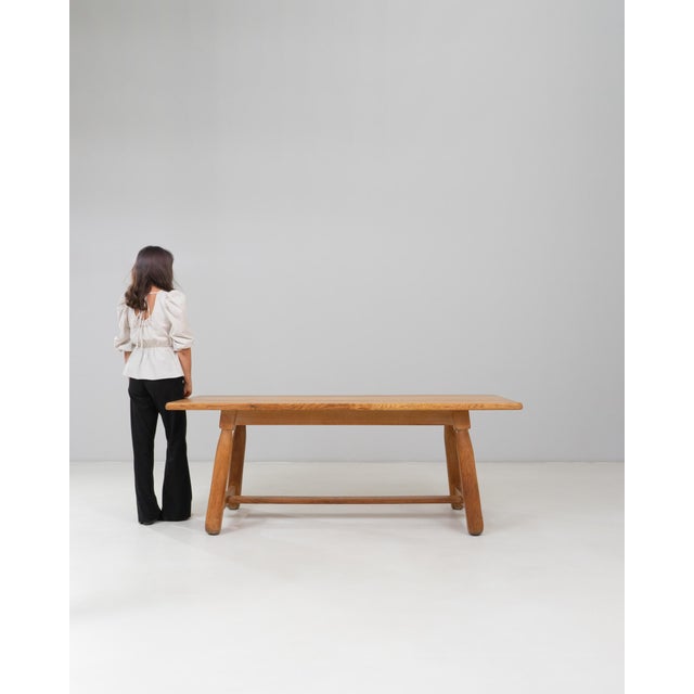20th Century Belgian Oak Trestle Dining Table For Sale - Image 17 of 18