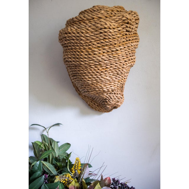 Coastal Large 18" Hand Woven Rope Conch Shell Sculpture, Artisanal Natural Fiber Seashell Tabletop Centerpiece Boho Coastal For Sale - Image 3 of 11