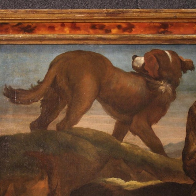 17th Century Lombard Artist, Shepherd with His Dogs, 1660, Oil on Canvas For Sale - Image 5 of 15