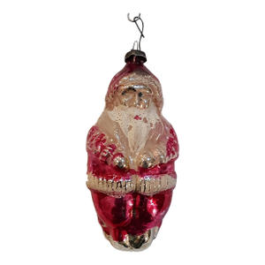 Antique Mercury Glass Santa Christmas Ornament St Nick