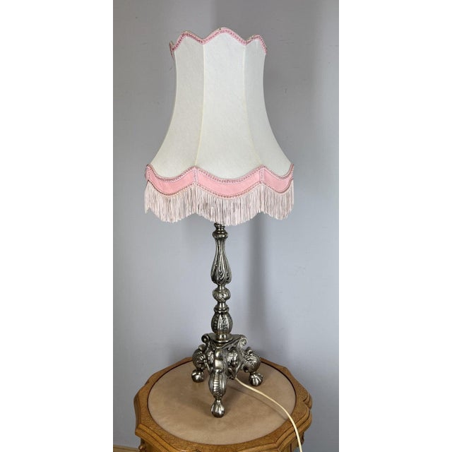 Vintage French Brass Table Lamp with Shade For Sale - Image 11 of 11