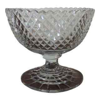 Early 19th Century Anglo Irish Diamond Cut Crystal Glass Footed Compote For Sale