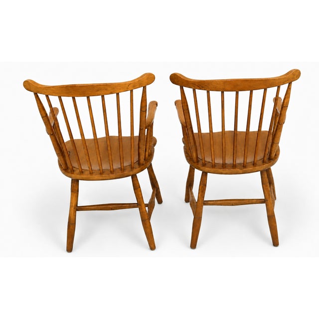 Brown Pair of Vintage Stickley Windsor Armchairs For Sale - Image 8 of 8