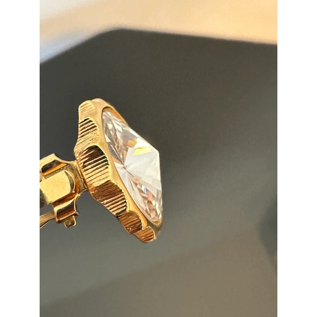 Contemporary Late 20th Century Swarovski Austrian Crystal Clip on Button Round Earrings - 2 Pieces For Sale - Image 3 of 12