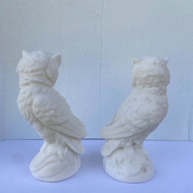 Mid 20th Century Mid Century White Stone Owls - a Pair For Sale - Image 5 of 11