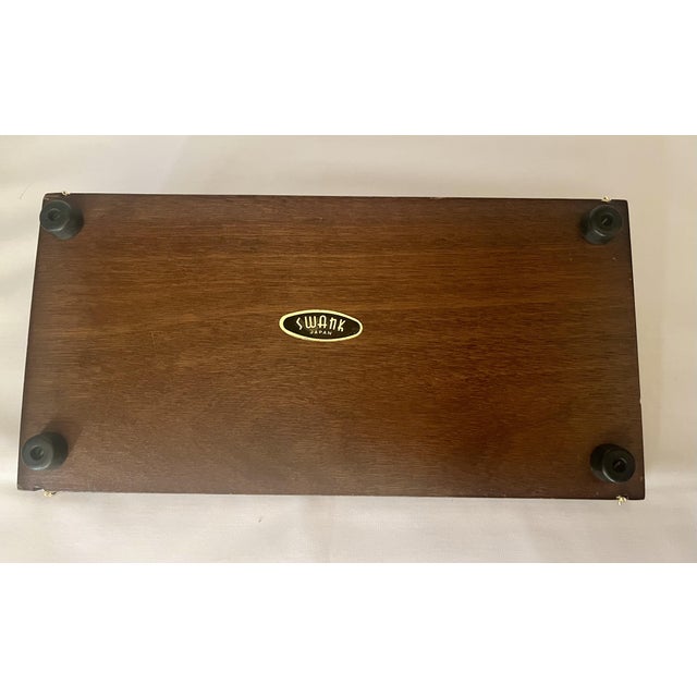 Wood 1970s Mid-Century Wood and Brass Dresser/Desk Caddy Valet by Swank For Sale - Image 7 of 7