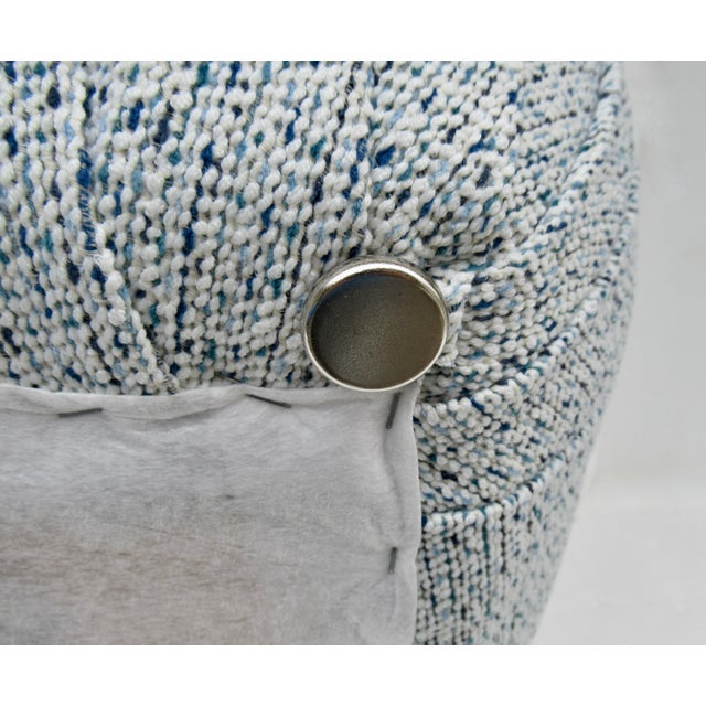 C. 1980's Post-Modern Sherrill Furniture Pouf Ottoman/Stool With a Linear Boucle Textile For Sale - Image 15 of 18