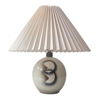 Art Deco French Enamel Ceramic Table Lamp in the style of Jean Besnard, 1930s For Sale