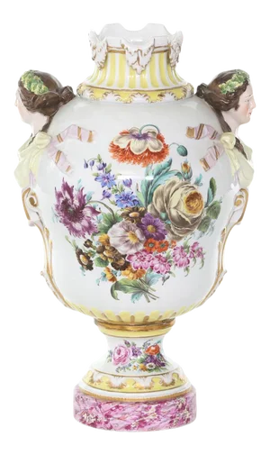 19th Century Dresden Porcelain Decorative Urn
