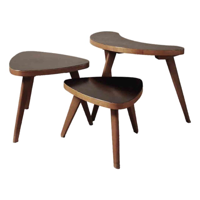 Vintage Sculptural Side Tables by Jean Royère, 1950s, Set of 3 For Sale