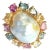 Bochic “Orient” Multi Color Fancy Sapphires & Pearl Ring Set 18K Gold & Silver, Size 4.5 For Sale