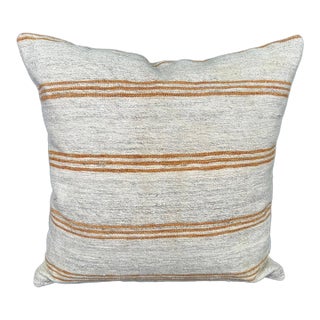 Turkish Hemp Pillow Cushion Natural Beige Yellow Cushion Cover 20"x20" For Sale