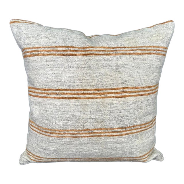 Turkish Hemp Pillow Cushion Natural Beige Yellow Cushion Cover 20"x20" For Sale
