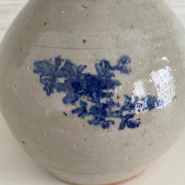 Antique Ceramic Bottle Vase With Cobalt Blue Blossom Vine Motif For Sale - Image 9 of 12