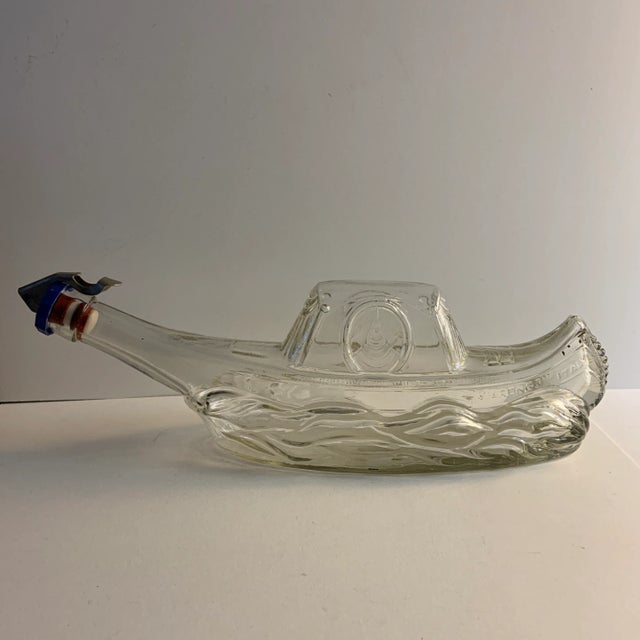 Transparent Mid-Century Viarengo Italy Glass Gondola Decanter For Sale - Image 8 of 8