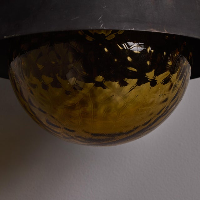 1970s Patinated Metal and Textured Amber Glass Outdoor Sconce Attributed to Hans Agne Jakobsson For Sale - Image 13 of 17