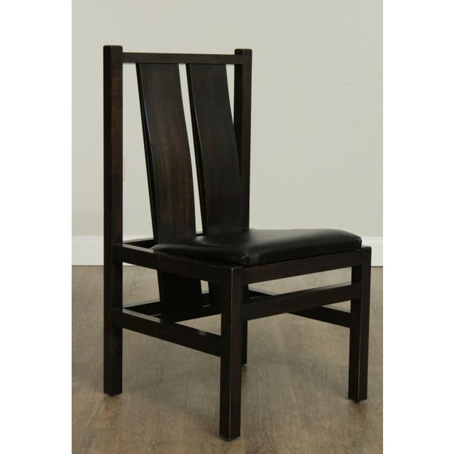 High Quality Studio Crafted Dark Stained Oak Side Chair by Thomas Moser w/ Black Leather Seat (not Labeled)