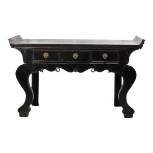 Antique Chinese Black Lacquer Altar Console Table