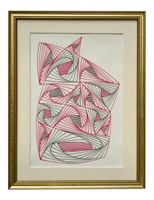 VIntage Mid Century Modern Geometric Abstract Drawing by W. G. Davis
