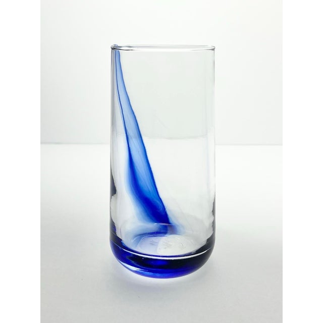 Cobalt Blue Swirl Highball Cooler Tumbler Glasses - Set of 4 For Sale - Image 4 of 5