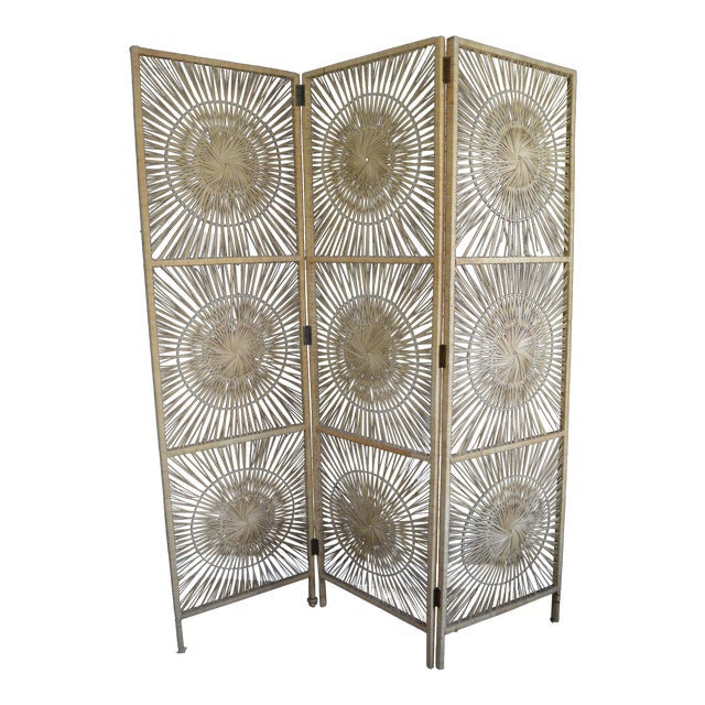 Vintage Sunburst Wicker Room Divider Chairish