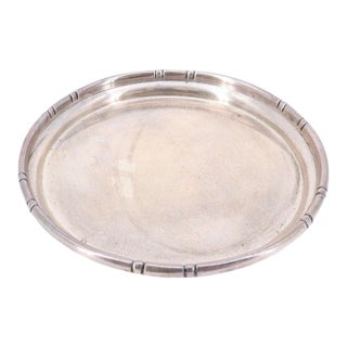 Vintage Sterling Silver Bamboo Pattern Round Tray - Marked For Sale