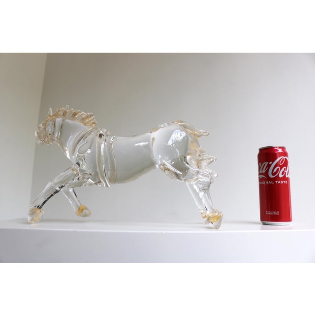 Mid-Century Italian Murano Glass Horse Sculpture with 24 Karat Gold by Arnaldo Zanella, 1970s For Sale - Image 17 of 18