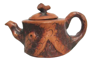 Chinese Folk Art Terra Cotta TeaPot Vintage 50s'