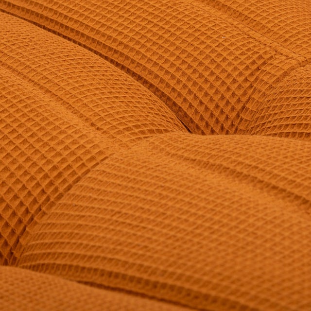 2000 - 2009 Ligne Roset Togo Fireside Chair and Ottoman in Electric Orange Waffle Fabric For Sale - Image 5 of 16
