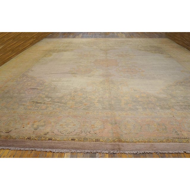 Late 19th Century Turkish Oushak Carpet ( 15'6" - 18' - 472 x 548 cm ) Wool Hand Knotted Pile Ivory Beige Cream White...