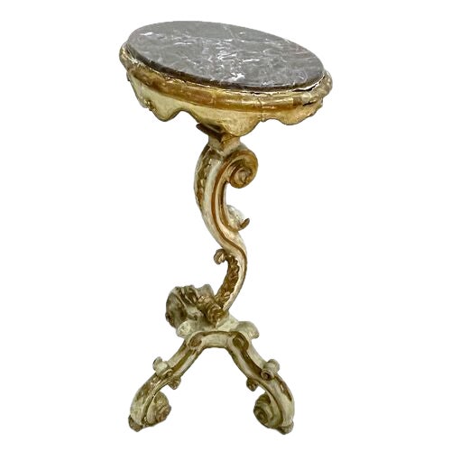 Pair Antique Italian Carved & Marble Pedestals For Sale - Image 4 of 13