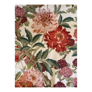 Schumacher Enchanted Garden Linen Fabric in Fuchsia 3 7:8 Yards For Sale
