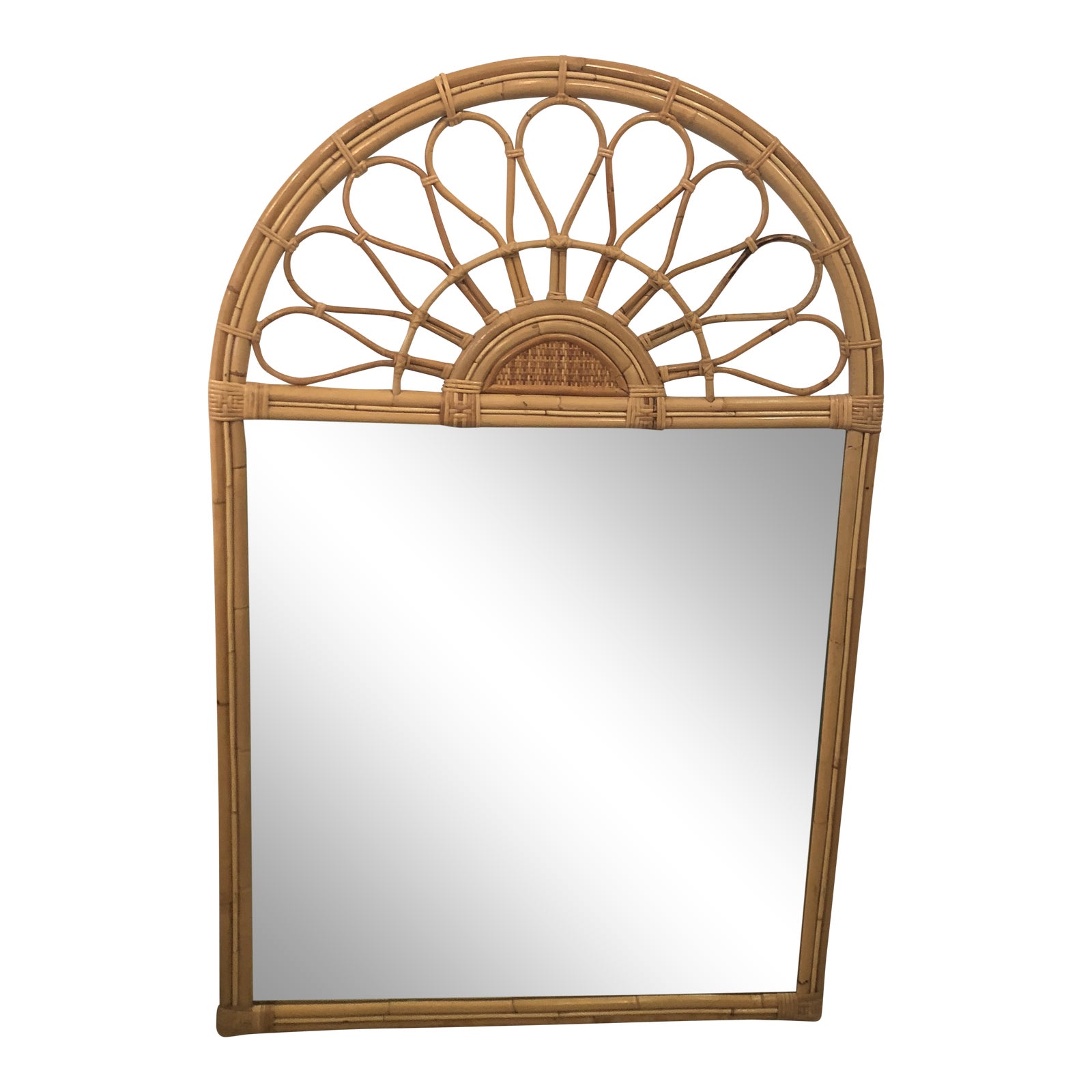 Vintage Bamboo Rattan Arched Wall Mirror Chairish
