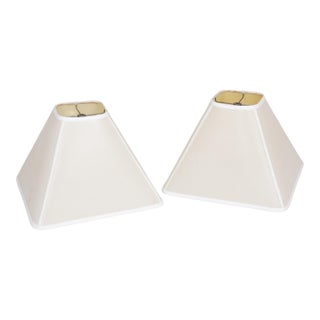 Custom Square Linen Empire Lamp Shades, a Pair For Sale