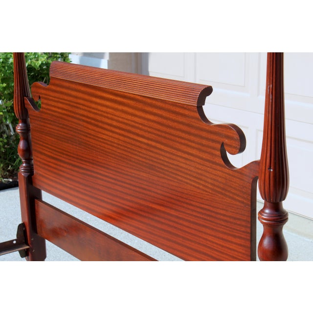 1950s Vintage Solid Mahogany Four Poster Full/Double Bed | Chippendale Inspired | Heirloom Quality With Carved Fluted Columns | 1950s Usa For Sale - Image 5 of 17