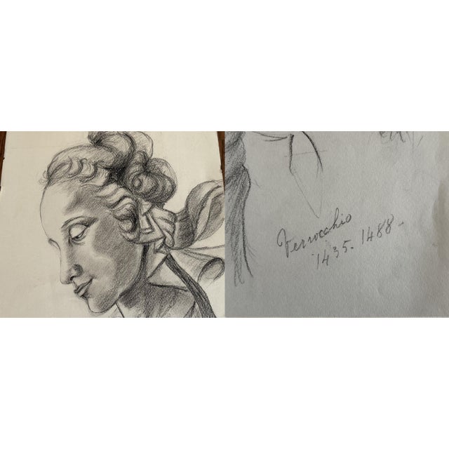 Art Deco Mid 20th Century Old Master Artwork Drawings: Fouquet, Dürer, Titian (Set of 5) - Unknown Artist For Sale - Image 3 of 8